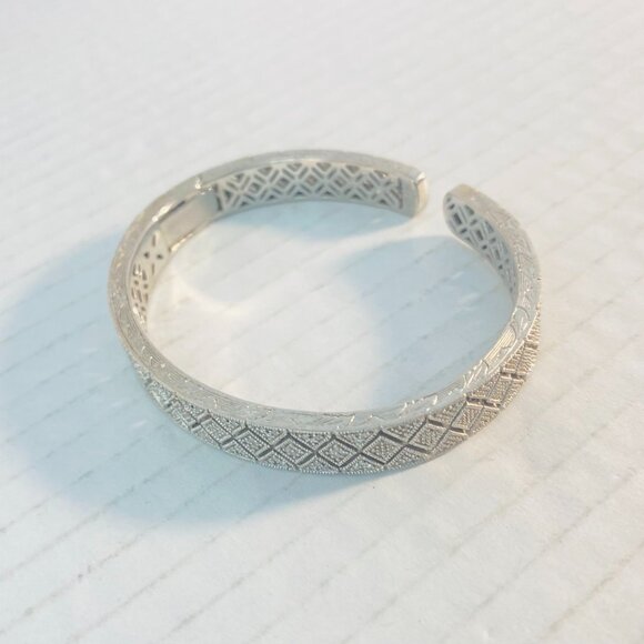 Beautiful Vintage Sterling Silver Geometric Cuff – Marked ISP 925 China - Picture 6 of 14